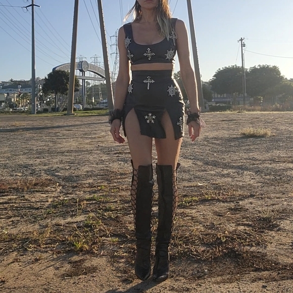 The Dolls House Gothic perfection Kourtney SET veg leather gothic glam set S xs - Picture 3 of 10